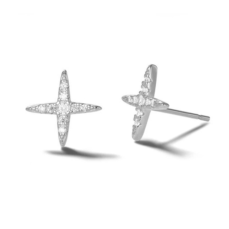 1 Pair 925 Sterling Silver 925 Sterling Silver Earrings Star Ear Studs