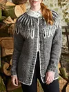 Fairman Island Jacquard Horn Button Sweater Cardigan