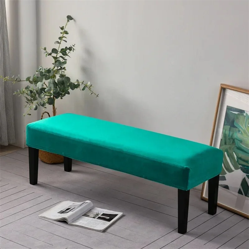 Sdrawing Bench Chair Cover Stretch Piano Stool Cover Long Ottoman Cover Solid Color Bench Slipcovers Changing Shoes Bedside Home