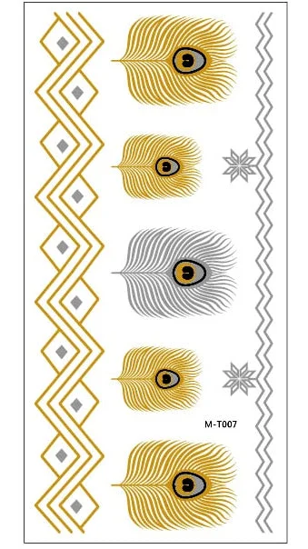 1sheet Indian Arabic body art women metallic temporary Mandala Flash Tattoos necklace sticker gold lace tatoo tatuagem maquiagem