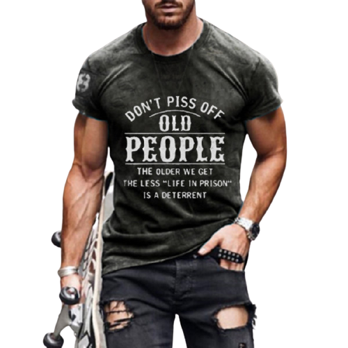 Mens Retro Letter Print T-shirt / [viawink] /