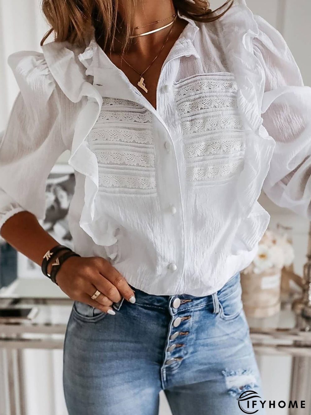 Casual Loose Lace Edge Blouse | IFYHOME