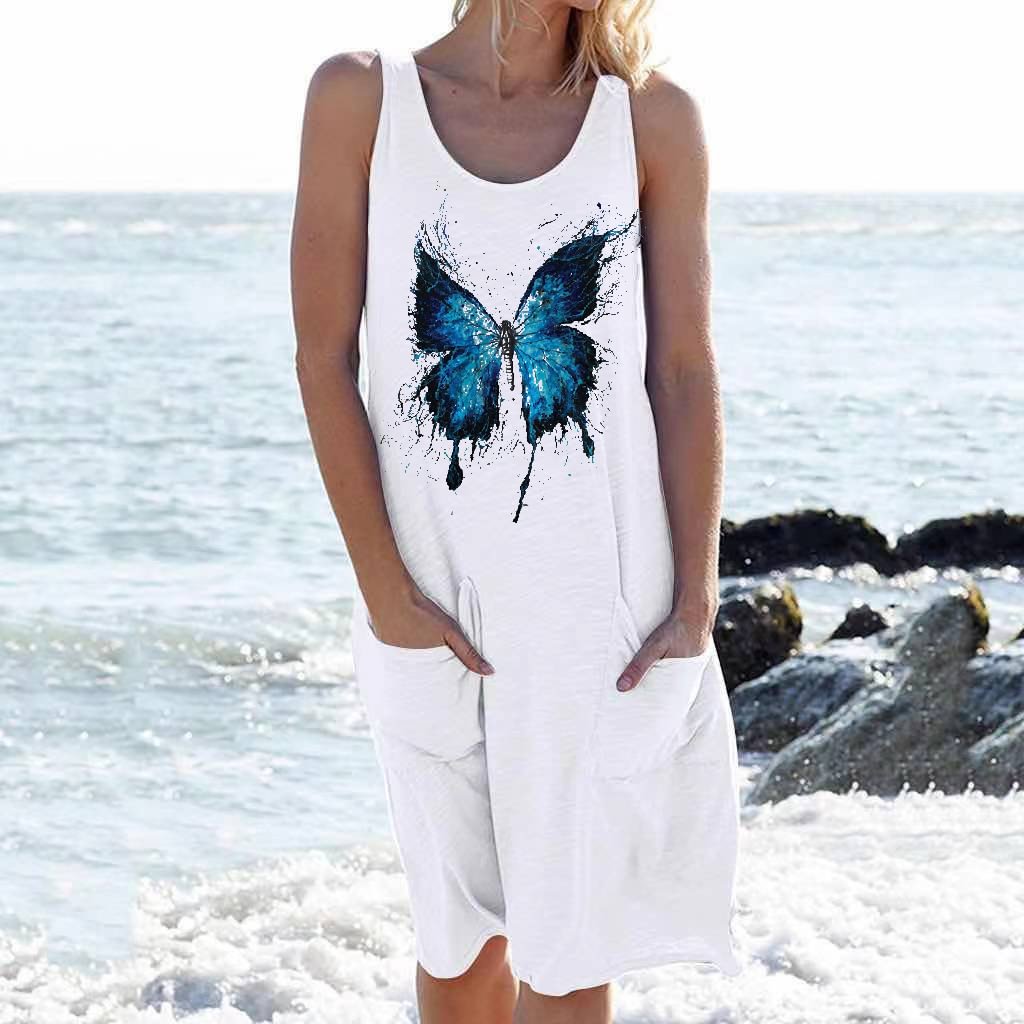 Printed Sleeveless Casual Vest Dress