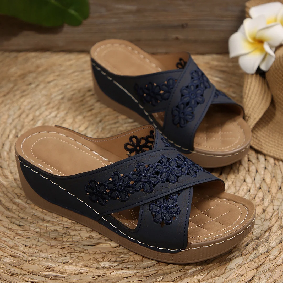 Breakj Breakj Summer New Women's Slope And Thick-Soled Slippers Large-Size Fish Mouth Leisure Thick-Soled Beach Shoes