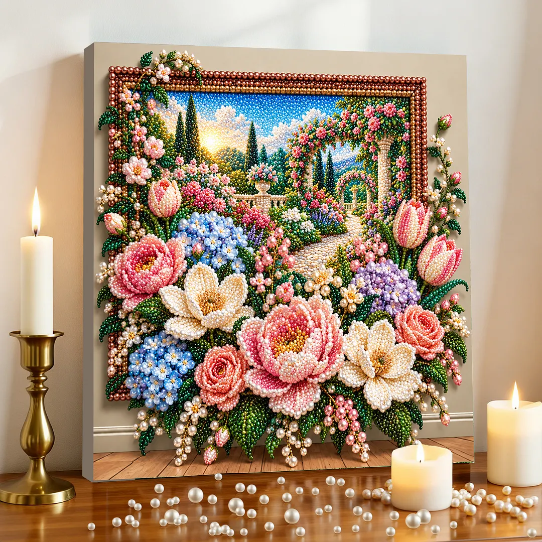 Framed Pearl Painting Kit Botanical Bloom 11.81x11.81in