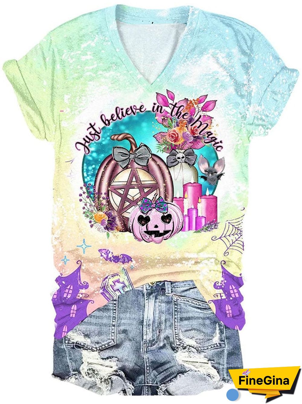 Women's Just Believe In The Magic Print Short Sleeve T-Shirt