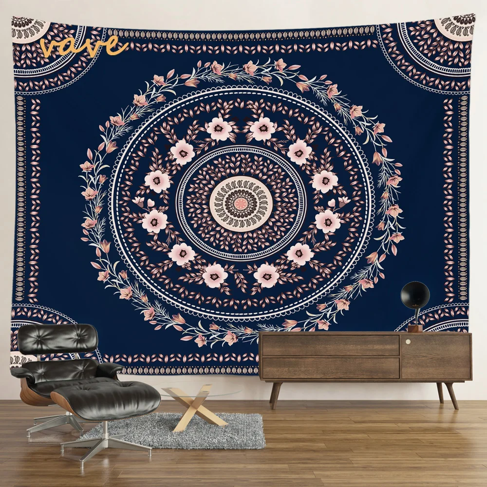 Nigikala Phase Tapestry Black and White Wall Hanging Boho Hippie Mandala Cloth Fabric Tapestry Flower Aesthetic Room Dorm Decor