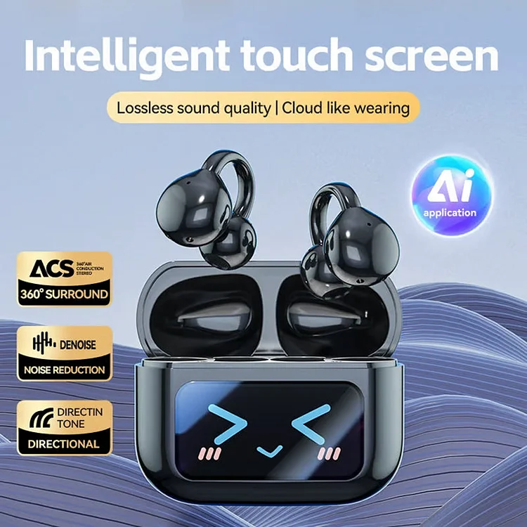Bone Conduction Wireless Bluetooth Ear Clip Earphones with Touch Screen