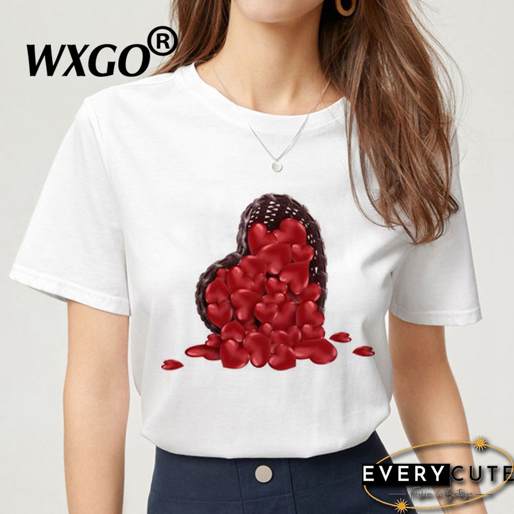 Love You Kiss Me Print Women T-shirt Kawail Crop Tops Sexy Short T Shirt For Women Graphic Tees Female Aesthetic Harajuku