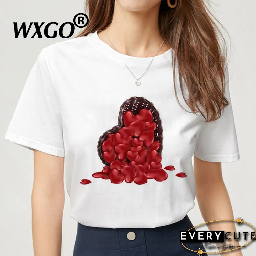 Love You Kiss Me Print Women T-shirt Kawail Crop Tops Sexy Short T Shirt For Women Graphic Tees Female Aesthetic Harajuku