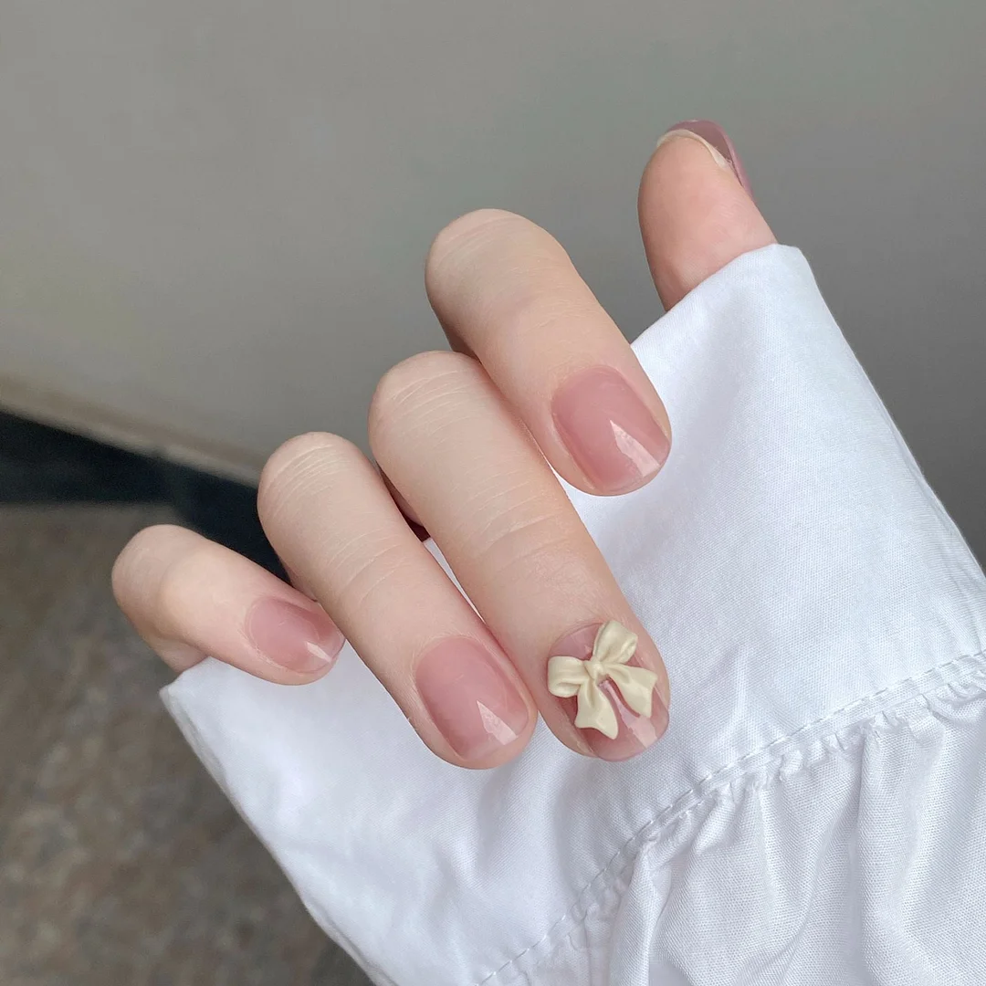 New Women Sweet Manicure Decorations Short Red Elegnet Fake Nail Tips with Glue Full Cover Fashion Simple Solid Color False Nail-Nail Inspo