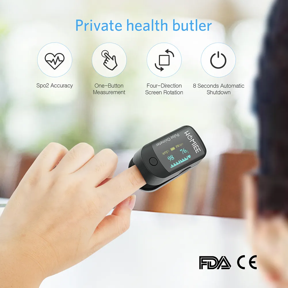 Digital Finger Pulse Oximete 4 Directions Mini Household Health Monitors (Black)