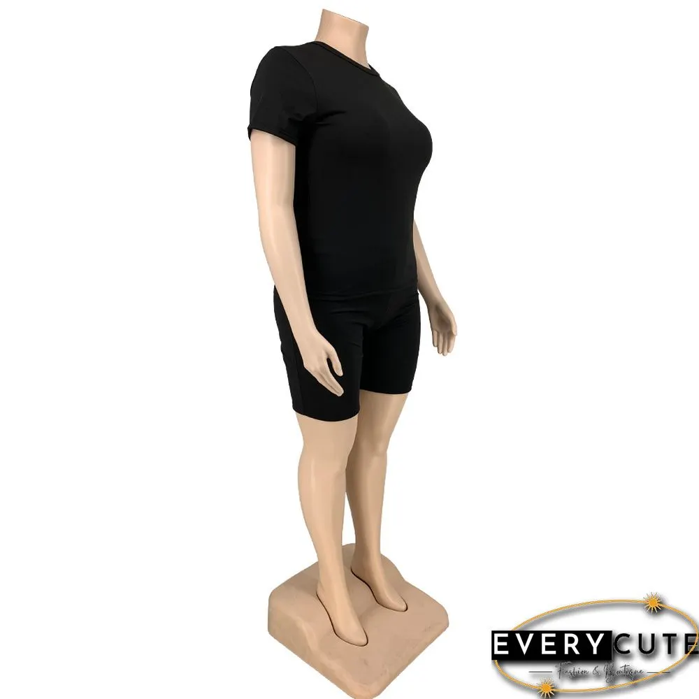 Plus Size Summer Casual Solid Color Short Sleeve Round-neck T-Shirt