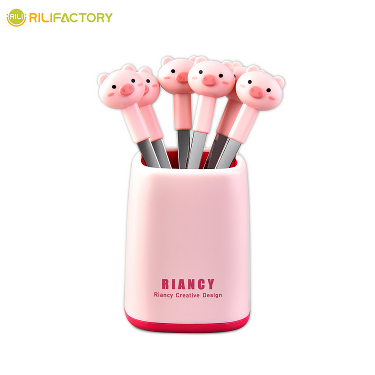 Cartoon Little Pink Pig Fruit Fork Rilifactory