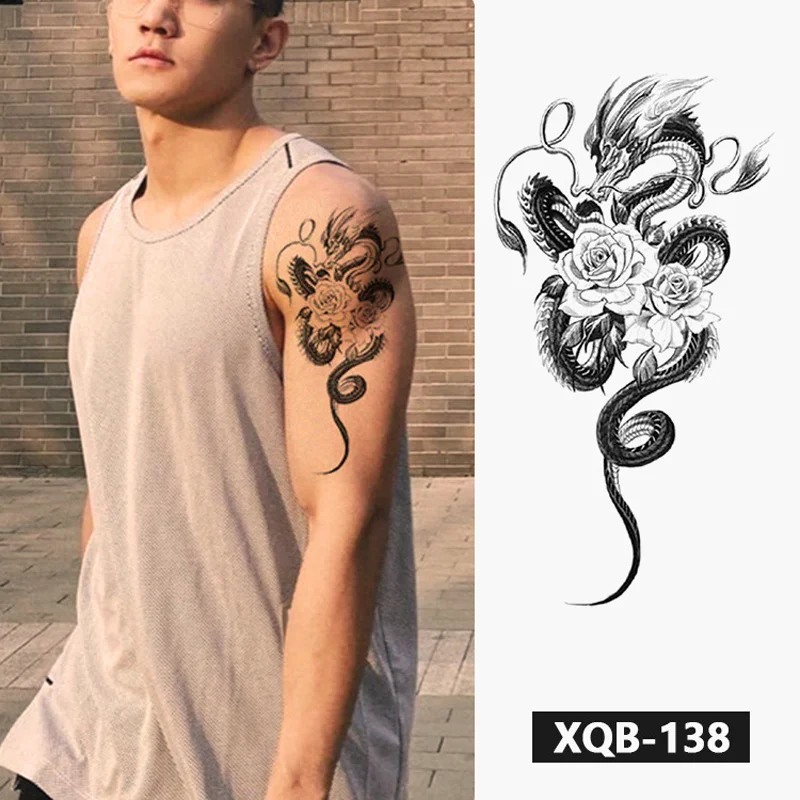 Sdrawing Forest Animal Temporary Tattoos for Men Wolf Tattoo Stickers Tiger Skull Skeleton Fake Tattoo for Women Arm Sleave