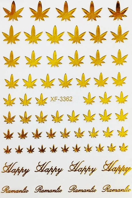 Canada DIY Nail Art Manicure 3D Self Adhesive Nail Stickers Pot Weed Leaf Nails Decal on Nails Salon Decoration Acrylic Designs
