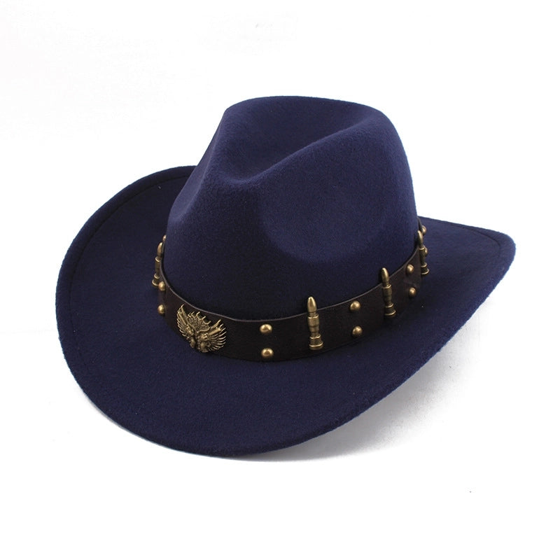 Ethnic Style Topper Hat Western Cowboy Hat Tibetan Tibetan Performance Hat Woolen Hat Central Retro Woolen Hat