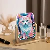 (US Local)DIY Cat Diamond Painting Kit Rotatable Mirror w Diamond Painting Jewelry Box