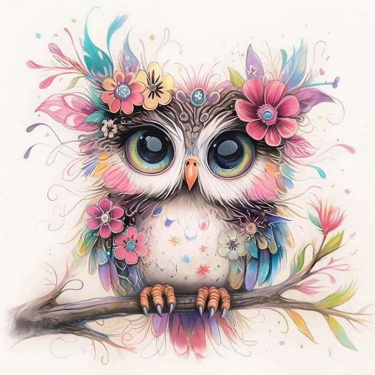 Owl 30*30CM (Canvas) Full Round Drill Diamond Painting gbfke