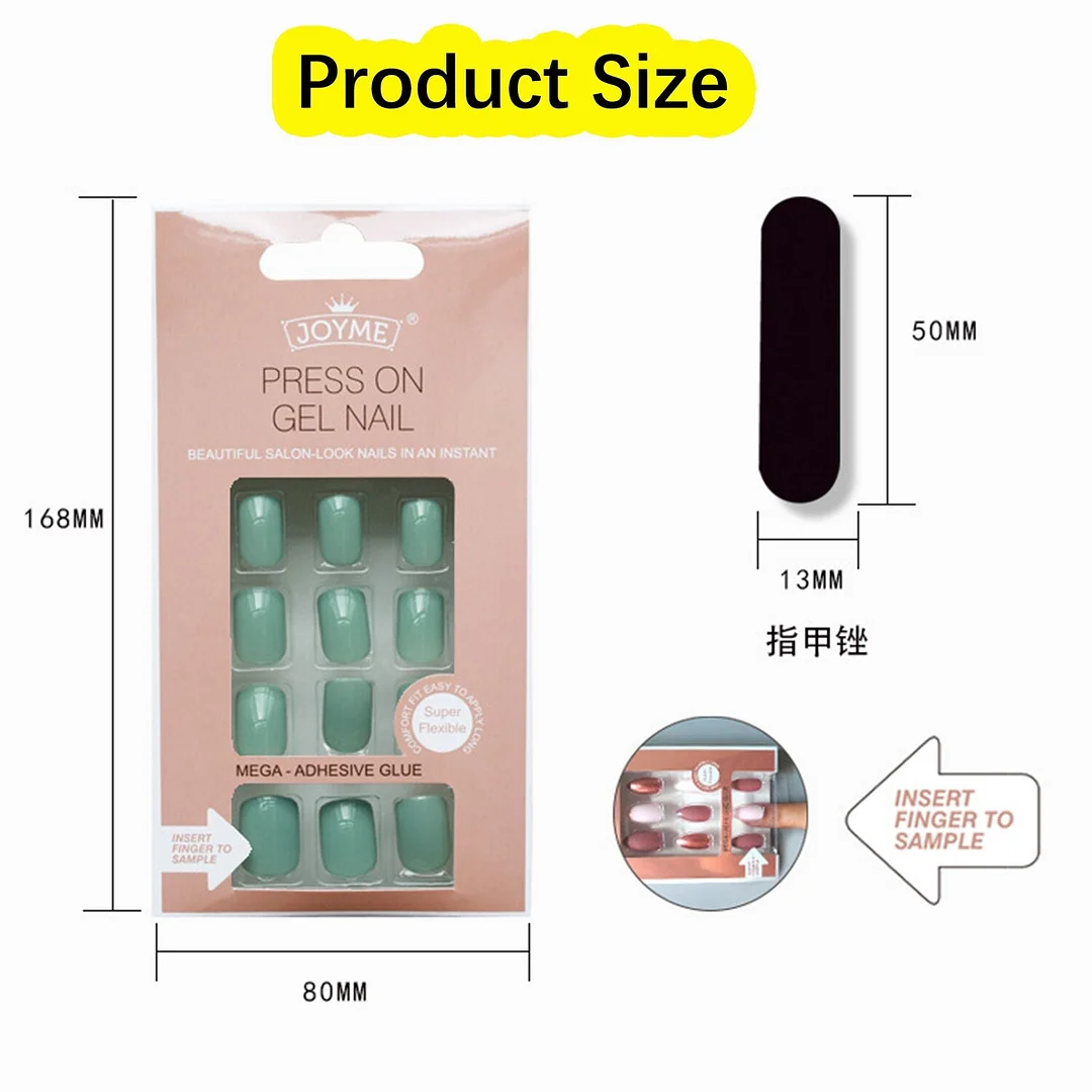 24Pcs Nails Art Fake Nail Tips False Press on Coffin with Glue Stick Designs Clear Display Short Set Full Cover Artificial Squar-Nail Inspo