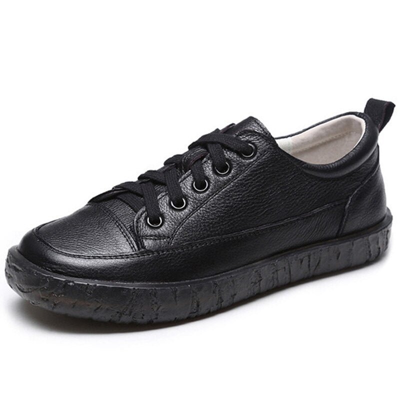 CXJYWMJL Women Genuine Leather Sneakers Large Size 35-41 Fashion Little White Shoes Ladies First Layer Cowhide Vulcanized Shoes