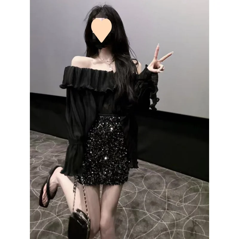 Nigikala Nigikala High-End New Suit Word-In-Word Temperamental Lotus Leaf Sweet Lute Skirt Fashion Two-Piece