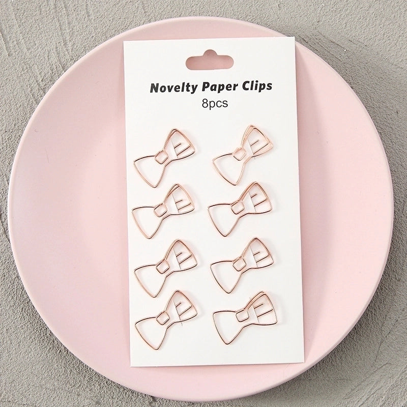 Creative Metal Paper Clip 8 Pack Cute Student Hollow Area Pin Office Learning Materials Bookmark Test Paper Clip
