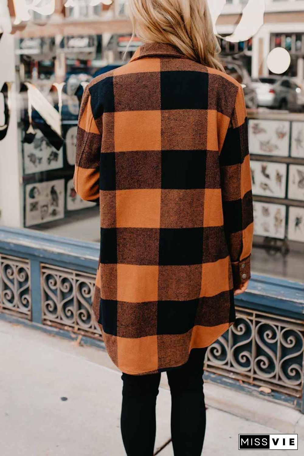 Contrast Plaid Coat