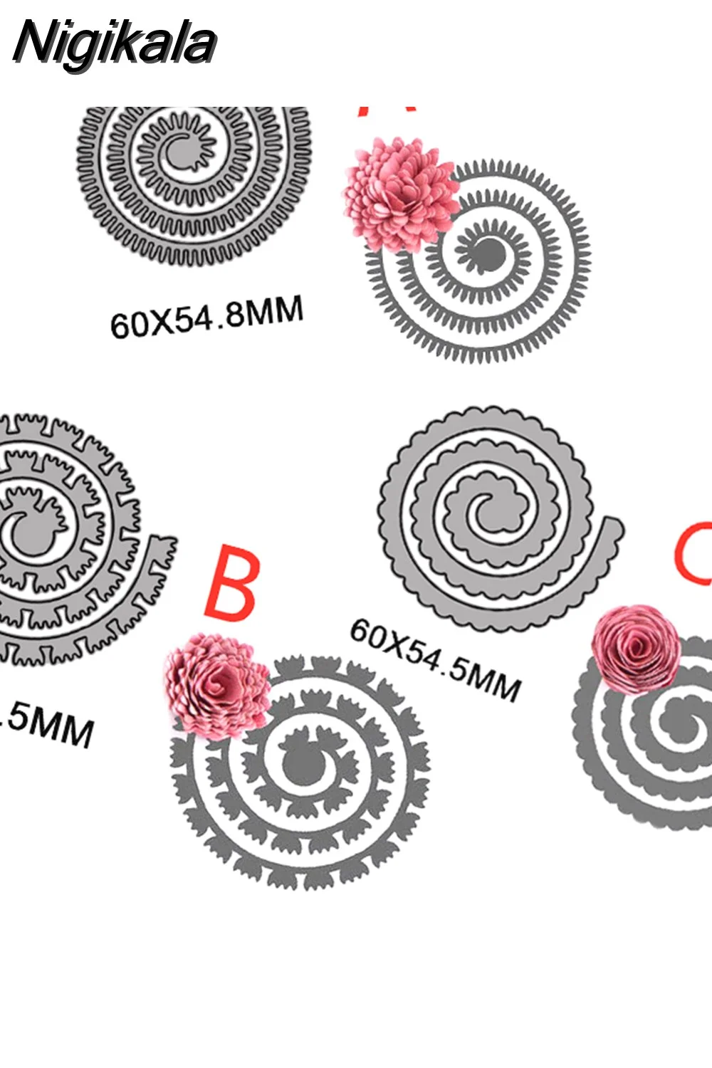 Nigikala Spiral Flower Garland Metal Cutting Dies for DIY Scrapbooking Album Decorative Crafts Embossing Paper Cards Making 2023 New