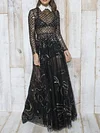 Sexy See-Through Empire A-Line Long Sleeve Evening Maxi Dress