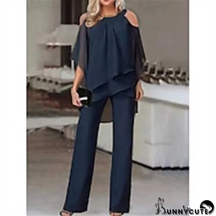 Women's Summer Fashion Casual Slim Fit Chic Career Two-Piece Pants Set