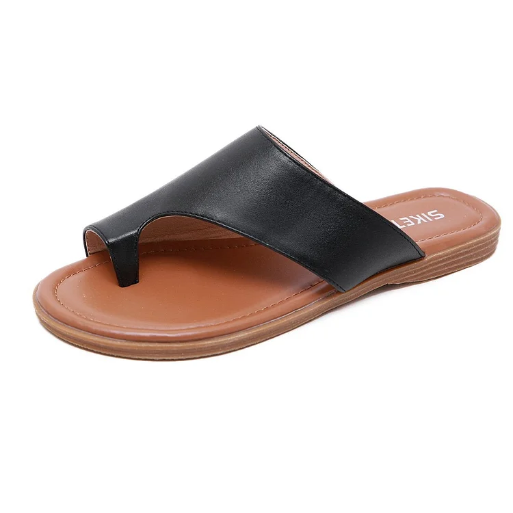 Women Orthopedic Sandals PU Leather Corrector Flip Flops Clip Toe Flat Beach Walking Shoes shopify Stunahome.com