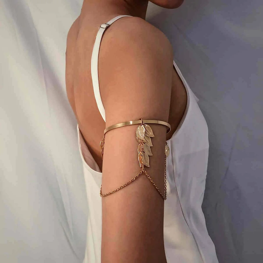 Leaf Tassel Chain Adjustable Arm Bracelet