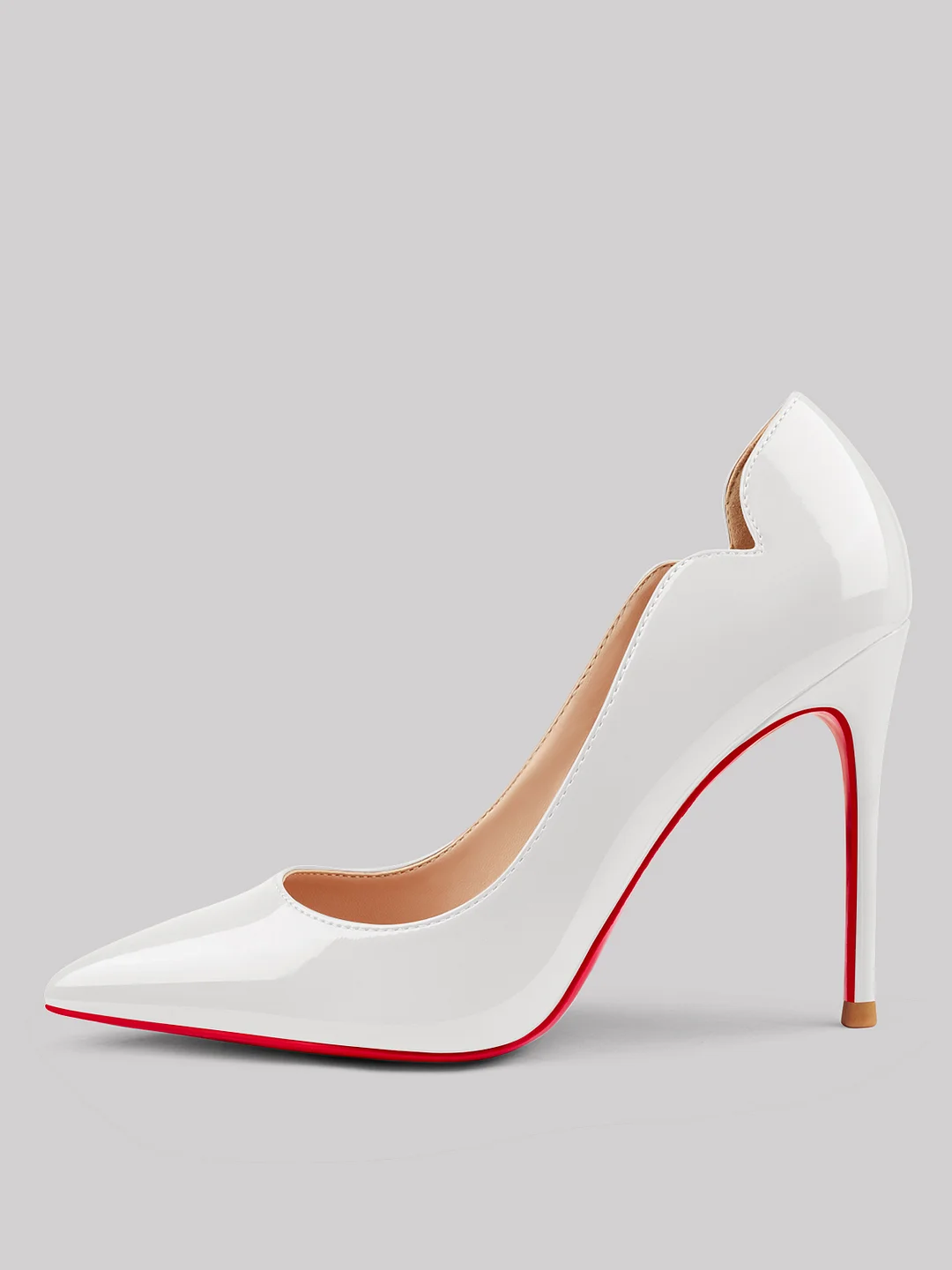 3.94" Women's Classic Pointed Toe V-Shaped Red Bottom High Heels for Party Wedding Patent Pumps