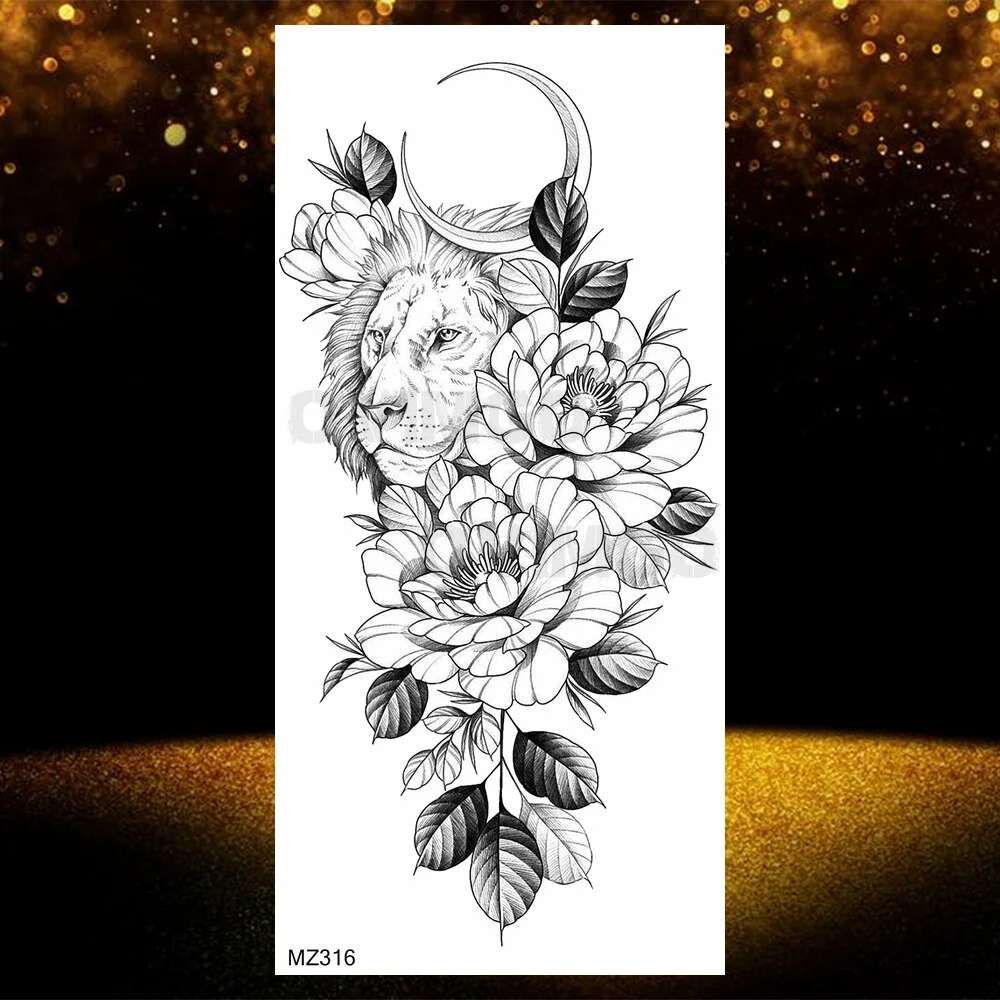  Black Rose Flower Temporary Tattoos Fake Waterproof Tatoo Body Art Arm Leg Floral Peony Bloosom Tattoo Stickers Makeup 928-0