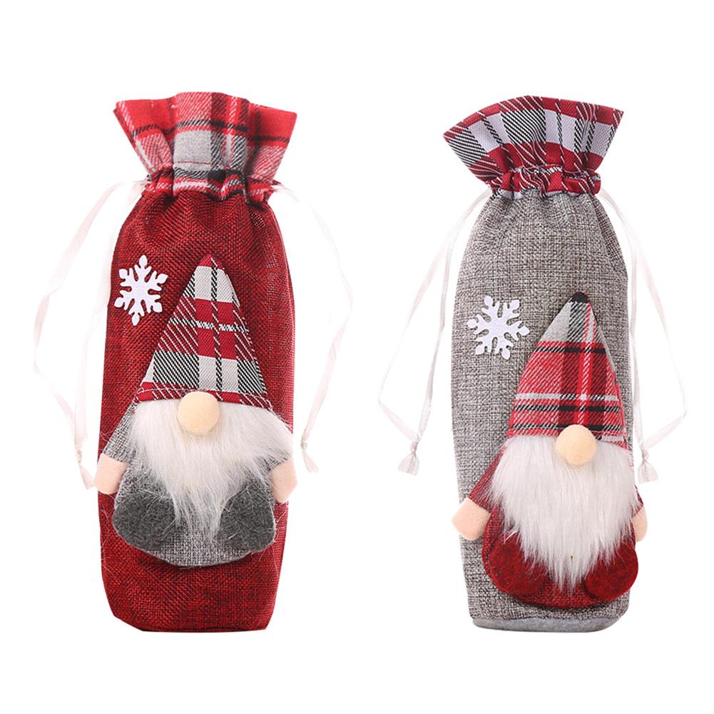 

Cartoon Old Man Christmas Red Wine Bottle Cover Knitted Bag New Year Decor, 501 Original