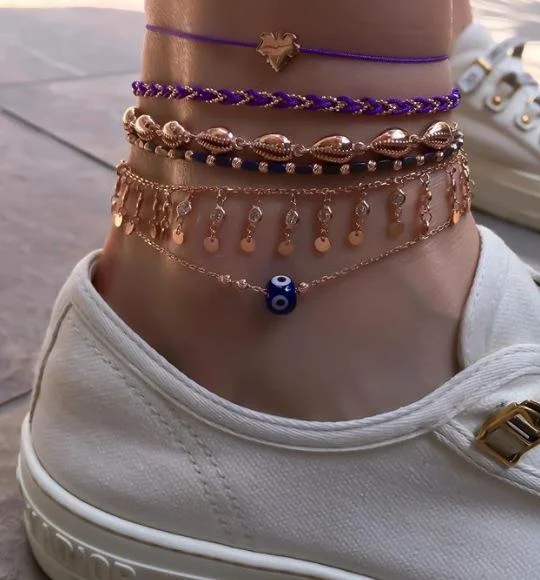 Women plus size clothing 6-Piece Simple Shell Tassel Anklet Wholesale Cheap Jewelry-Nordswear