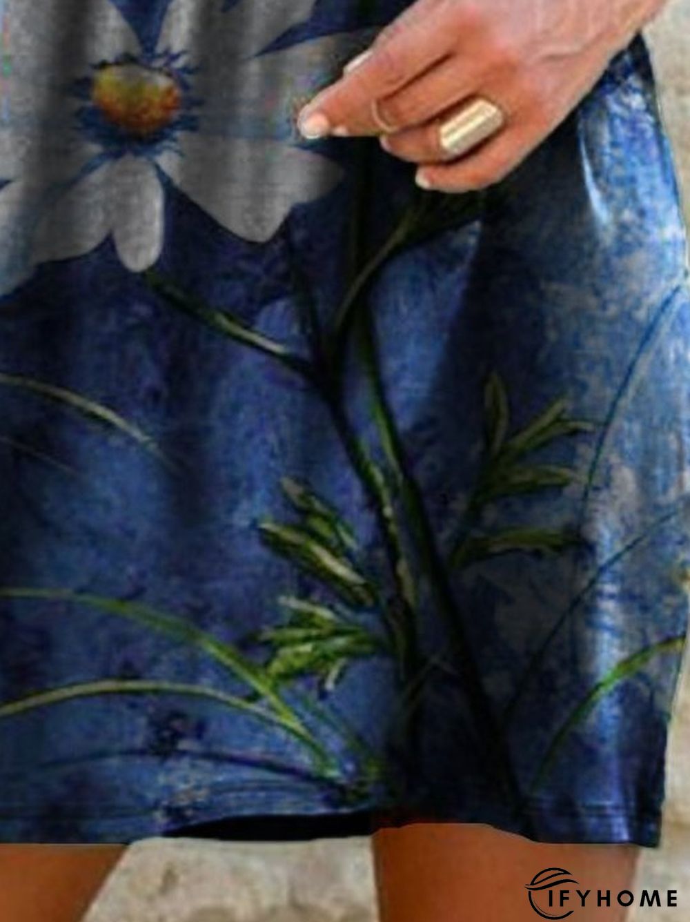 Vintage Sleeveless Crew Neck Floral Knitting Dress | IFYHOME