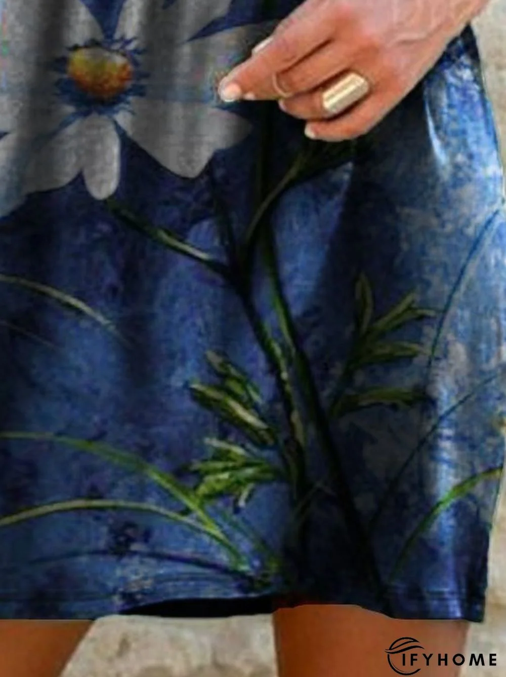 Vintage Sleeveless Crew Neck Floral Knitting Dress | IFYHOME