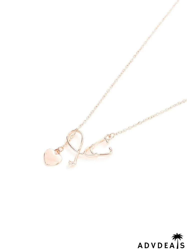 Heart Detail Pendant Link Necklace