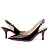Women's 60mm Kitten Heel Slingback Red Bottom Pumps Patent Wedding Shoes