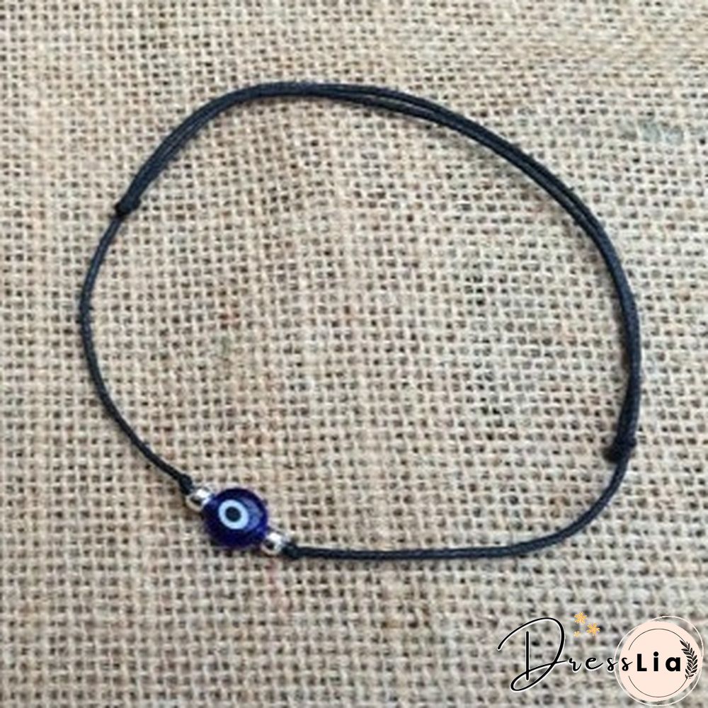 2Pcs/Set Evil Eye Handmade Black Rope Beaded,Ankle,Bracelet,necklace Set