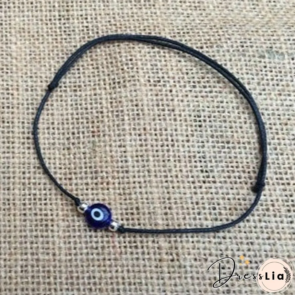 2Pcs/Set Evil Eye Handmade Black Rope Beaded,Ankle,Bracelet,necklace Set