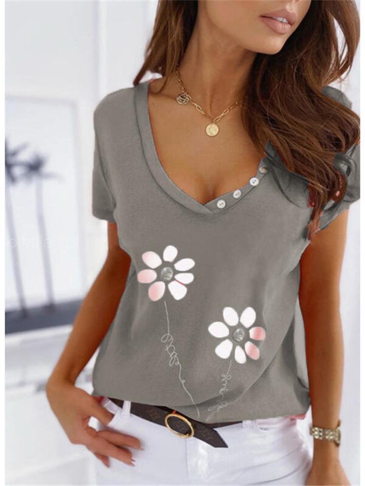 Women Half Sleeve V-neck Solid Color Dress