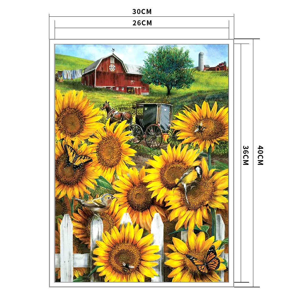 11CT Stamped Cross Stitch - Garden Sunflower(Canvas|36*46CM)