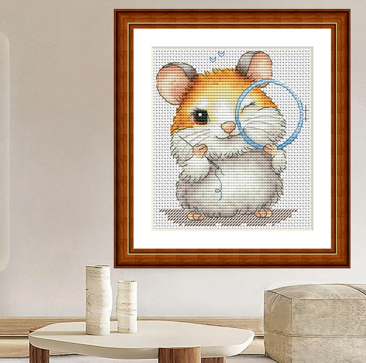 1set DIY Printed Cross Stitch Kit, 【CC2486- Embroidered Hamster】aida cross stitch Painting Fairy Cross Stitch