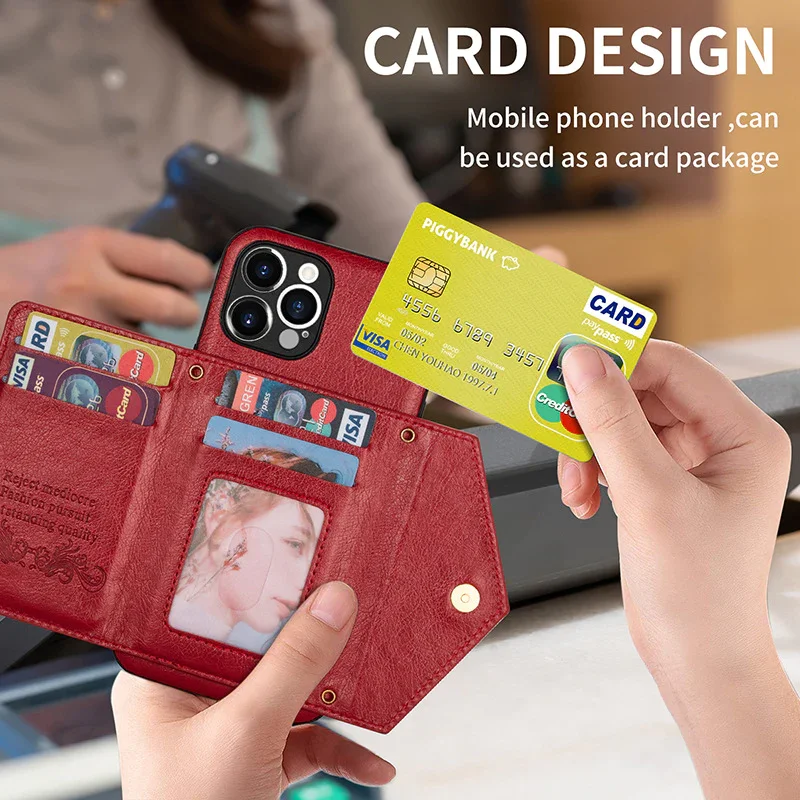 Suitable For iPhone13/14 Multifunctional Zipper Wallet Mobile Phone Case