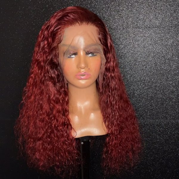WeQueen 18 Inches 13”x4” 3D Lace Front Deep Curly Dark auburn Wig Full 200% Density