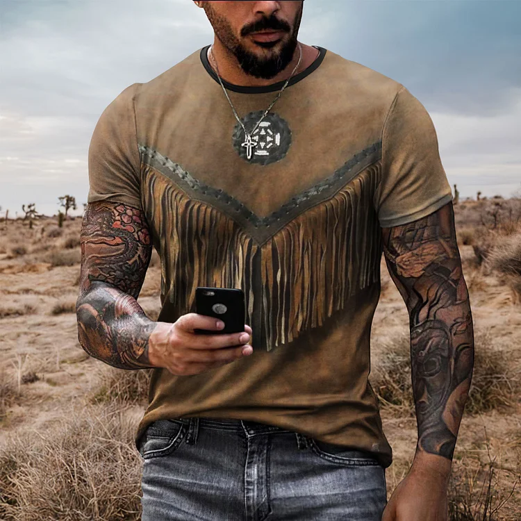 Utbros Men'S Vintage Western Style Short Sleeve T-Shirt
