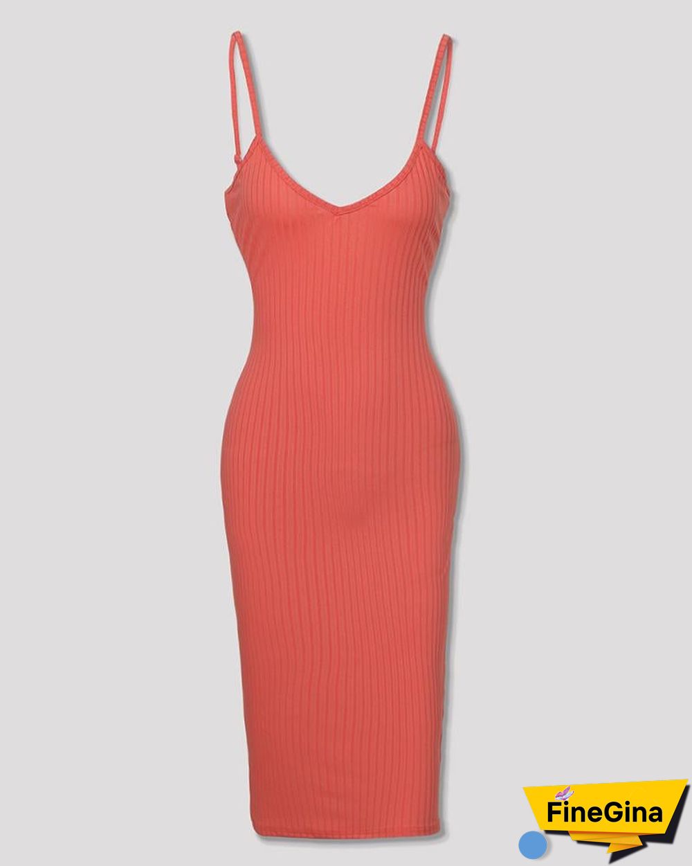 Spaghetti Strap V-Neck Bodycon Dress